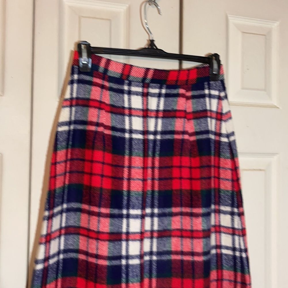 Vintage 1960s or 1970s Handmade Plaid Wool Maxi Skirt Tiny Waist - Picture 10 of 14